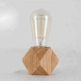 Table Lamps ABHG Modern Lamp E27 Wooden Desk Diamond Bedside For Home/Bedroom/Living Room Decor EU-Plug Base