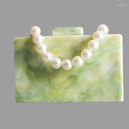 Evening Bags Pearl Light Yellow And Green Acrylic Shoulder Bag Women Travel Female Luxury Handbags Designer Sac A Main