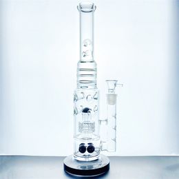 Double-layer fancy matrix bong glass water pipe smoke pipe, 5 percs 18.8mm joint (GB-326)