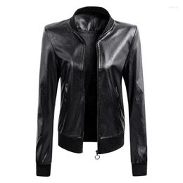 Women's Fur Spring And Autumn Women's Clothing Fashion O-Neck PU Leather Jacket Short Motorcycle Jackets Female Casual Coats