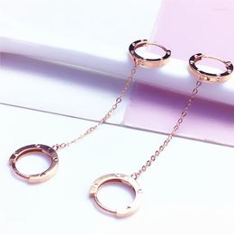 Dangle Earrings 585 Purple Gold Plated 14k Rose A Two Wearing Hoop For Women Fashion Exquisite Classic Wedding Jewelry Gift