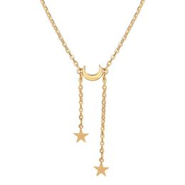 Pendant Necklaces Fashion Simple Star And Moon Tassel Necklace For Women Kpop Statement Jewellery Aesthetic Accesories Neck Chains