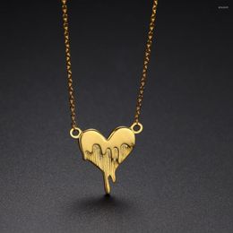 Pendant Necklaces Gold Plated Women's Dainty Melting Heart Necklace Dripping Charms Layering Jewellery Gift For Her