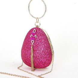 Evening Bags Shining Paillette Egg Shape Big Ring Handle Totes European Women Fancy Show Party Mini Serquined Shoulder Bag