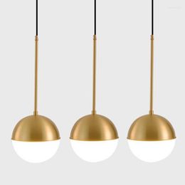 Pendant Lamps Brass Ball Light Copper Bedside Lamp Glass Dining Room Suspension Loft Kitchen Island