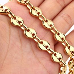 Chains Handmade Fashion Stainless Steel Gold Tone Coffee Beans Chain Link Mens Womens Necklace Or Bracelet 7-40" Unisex's Jewellery