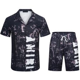 Mens Casual Tracksuits Men Shirt and Shorts Set New Summer Casual Printed Hawaiian Shirt Short Male Printing Dress Suit Sets Plus