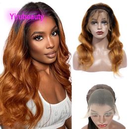 150% 180% 210% Density 13X4 Lace Front Wig Indian Braziilian Virgin Human Hair 1B/30 Ombre Colour Yirubeauty 10-32inch