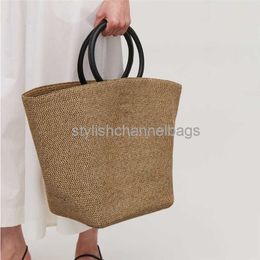 Shoulder Bags Shoulder Bags Women Shopper Tote Bag Fashion Simple Str Shoulder Bag Handmade Rattan Woven Beach Bag Female Shoulder Basket Portable Bag 0212/23