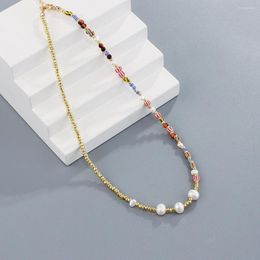 Choker Fashion Bohemian Style Bead Necklace Simple Handmade Beaded Pearl Vintage Clavicle Chain