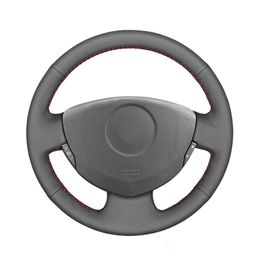 Steering Wheel Covers Car Cover For Clio 2 Twingo Dacia Sandero 2001-2014 Customised DIY Wrap Microfiber LeatherSteering CoversSteering
