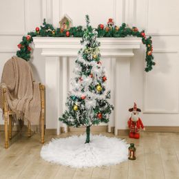 Christmas Decorations 1PCS White Tree Skirt Romantic Pleated Decorative Mat Holiday Party Family Living Room Decoration