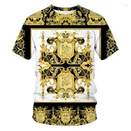 Men's T Shirts Summer Luxury Metal Pattern 3D Printing T-shirt Men's Fashion Comfortable Short Sleeve Top