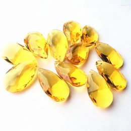 Chandelier Crystal 100pcs/lot 38mm Gold Faceted Pear Pendants For Parts/wedding/party Hanging Prisms Decoration