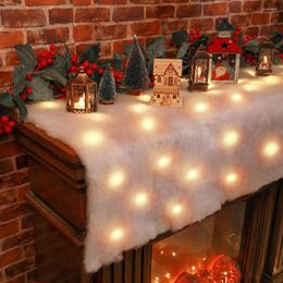 Decorações de natal Snow Blanket Artificial Table Runner Mantel Sconhe para Village Display Fake Decoration