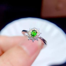 Cluster Rings CoLife Jewelry Classic Silver Gemstone Ring 3mm 4mm Natural Diopside 925 Gift For Girl