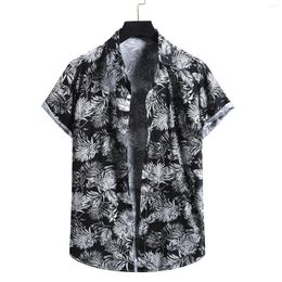 Men's T Shirts Men Linen Print Daily Stylish Top Shirt Button Korean Fashion Geometric Harjauku