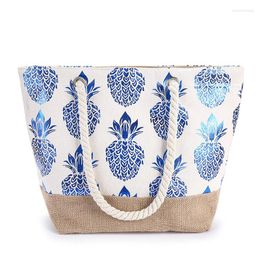 Evening Bags Style Women's Cotton Shopping Bag Canvas Pineapple Printed Shoulder Female Large Capacity Ladies Beach Handbag