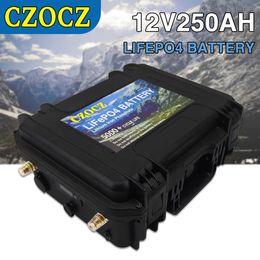 12V 250Ah Lifepo4 Battery Built-in BMS Lithium Iron Phosphate Rechargeable Cell For RV Campers Golf Cart Off-Road Off-grid Solar