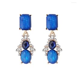 Dangle Earrings Fashion Blue Crystal High-quality Luxury Rhinestones Wedding Engagement Jewellery Accessories For Women