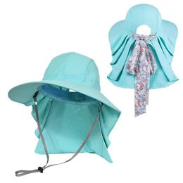 Wide Brim Hats Sun Hat With Neck Protection Women Summer Upf50 String Breathable Beach Fishing Cimbing Outdoor Accessory For TeenagersWide