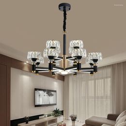 Pendant Lamps Nordic Light Luxury Living Room Led Crystal Chandelier Modern Minimalist Dining Bedroom Gold And Black Ceiling