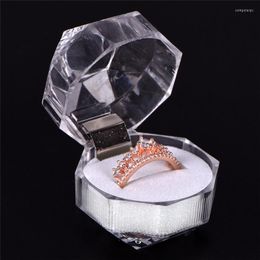 Jewellery Pouches 1pc Acrylic Ring Box For Jewellery Packing Display Transparent Carrying Cases Gift 3.5 3.5cm