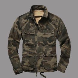 Men's Jackets Mens Military Jacket Army Uniform Clothing Spring Outdoor Multi-Pockets Field Coats Tactical Cotton Camouflage