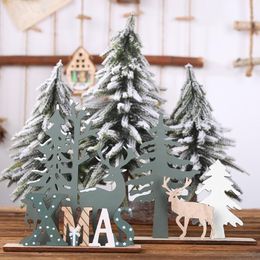 Storage Bags 2023 Year Natural Xmas Elk Wood Craft Christmas Tree Ornament Noel Decoration For Home Wooden Pendant Navidad Gift