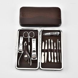 Nail Art Kits 12 Pcs Stainless Steel Clipper Cutter Trimmer Ear Pick Grooming Kit Manicure Pedicure Toe Tools Set With Case