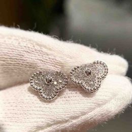 Luxury quality mini flower charm stud earring with diamond in platinum Colour for women wedding Jewellery gift WEB 129