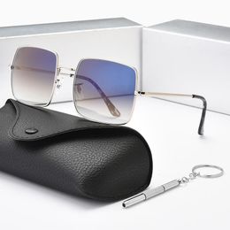 2023 Luxury Square Sunglasses for Women Brand Designer Retro Alloy Frame Big Sun Glasses Vintage Gradient Male Oculos Feminino Glass lenses With Box