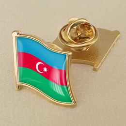 Azerbaijani National Flag Crystal Resin Drop Badge Brooch Flag Badges of All Countries in the World