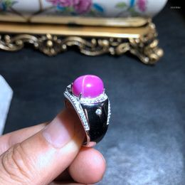Cluster Rings Big Sale Fashion Pink Star Ruby Gemstone Ring Man Fine Jewelry Muscular Power Boyfriend Gift Size Shiny Gem Love