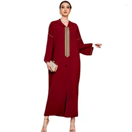 Casual Dresses Ethnic Embroidery Hooded Long Dress Muslim Robe Loose Royal Llue Islamic Women's Abaya Dubai Ramadan 2023