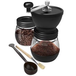 Manual Coffee Grinders Portable Machine Grinder Adjustable Ceramic Burr Mill Hand Crank Household Crusher Bean Tools WF1013 230211