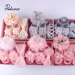 Hair Accessories Princess Baby Socks 3Pcs Kids Born Cartoon Anti-slip Sock Shoes Boots Bowknots Floor Slipper