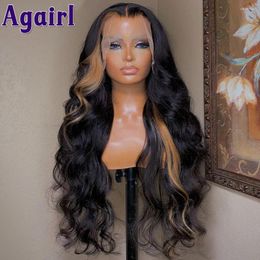 Lace Closure Wig Stripe Highlight Blonde Body Wave 13X4/13X6 Front 180 Density Malaysian Remy Human Hair Wigs