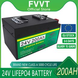 24V 200AH Lifepo4 Battery Built-in BMS Lithium Iron Phosphate Cells for RV Campers Golf Cart Solar Energy Storage with Charger