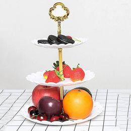 Plates 3 Tier Cake Stand Afternoon Tea Wedding Party Tableware Bakeware Plastic Tray Display Rack Decorating Tools