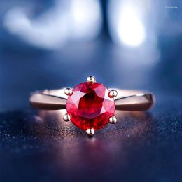 Wedding Rings Vintage Female Purple Rose Red Crystal One Ring Gold Colour Engagement Charm Zircon Enamel For Women