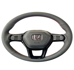 Personalizzato per Honda Civic 2022 Duota del volante cucito a mano fai -da -te Coperchio Accessori per auto interni in pelle nera 6530806