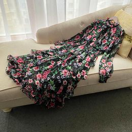 Dress early spring bohemian style romantic floral long-sleeved fairy temperament dress