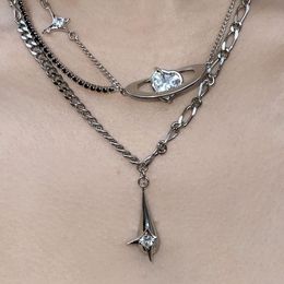 Pendant Necklaces Original Design Space Series Meteorite Splicing Overlapping High-grade Luxury Clavicle Chain Female Neck NecklacePendant