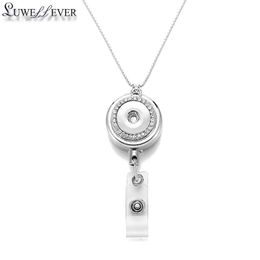 Pendant Necklaces 033 Fit 18mm Snap Button Retractable Pull Badge Reel ID Lanyard Name Tag Card Holder Reels KeyRing Chain Clips Necklace