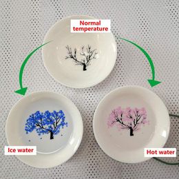 Cups Saucers Magic Sakura Sake Cup Colour Change With Cold/ Water-See Peach Cherry Flowers Bloom Magically Blossom Tea Bowl EST