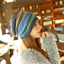 Beanies Miya Mona Arrival Women Elegant Scarf Knitted Winter Hats For Lady Stripe Warm Soft Woman Hat Accessories1 Scot22