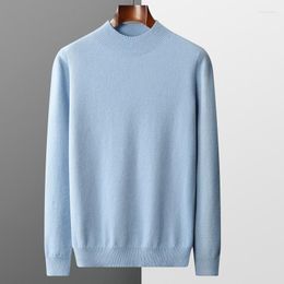 Men's Sweaters First Line Garment Seamless Wool Knit Pullover Men's Clothing Spring Autumn Half High Neck Basis Casual Business Sweater