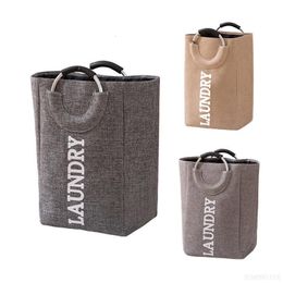 Laundry Bags 75L Large Capacity Basket Linen Storage with Ring Aluminium Handle Portable Washing Bin Folding Clothes Bathroom 230211