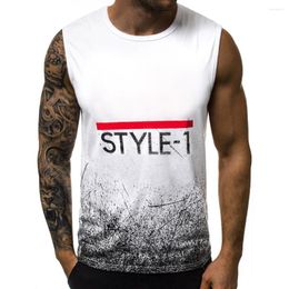 Men's Tank Tops 2023 Selling Men Letter Printed Mans Sports Vest Striped Splice Large Open-Forked Male Chaquetas Hombre
